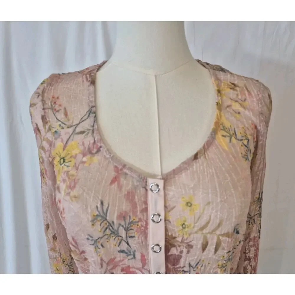 Free People Women's Pink Angelina Floral Print Crop Top Shirt XS